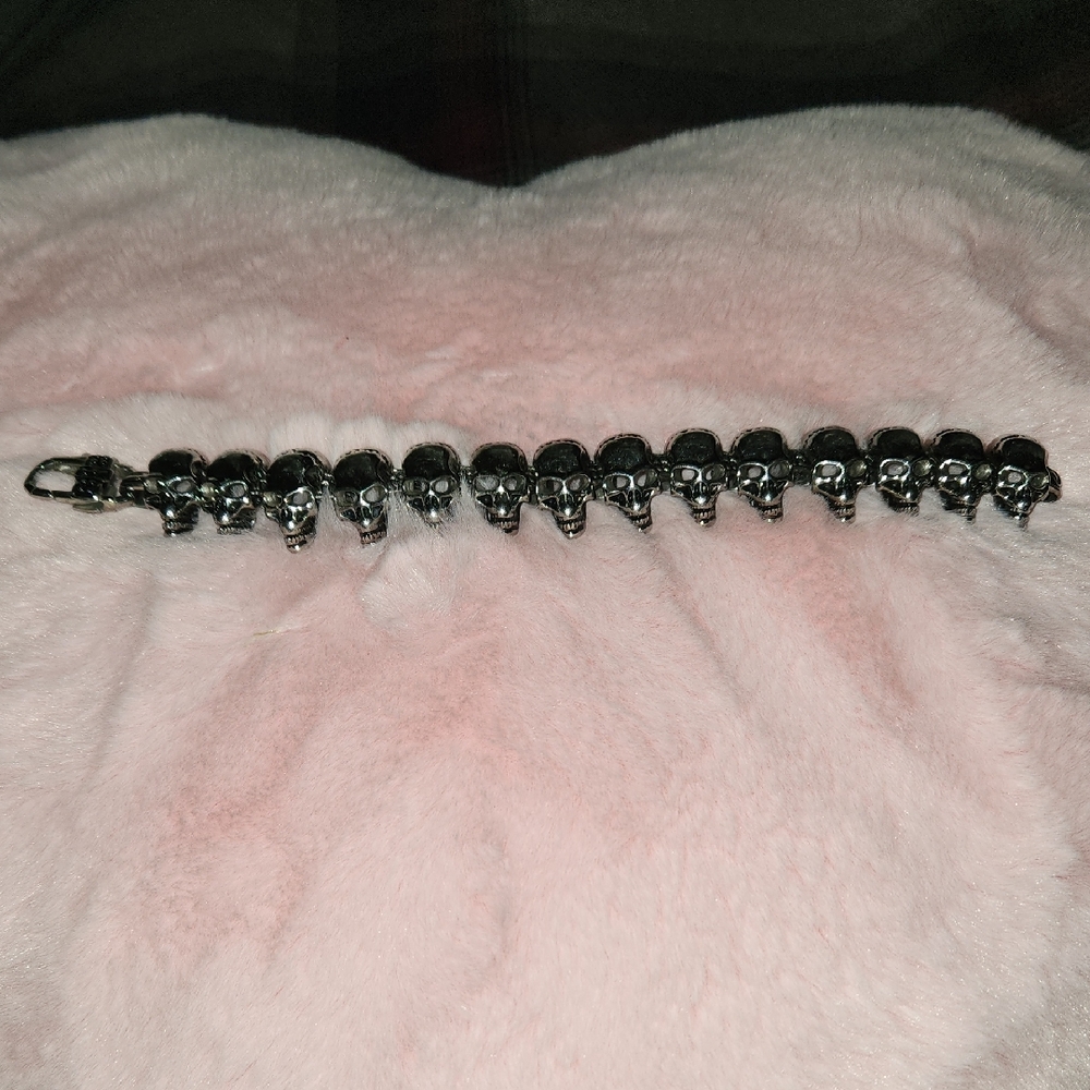 Stainless Steel Silver Skull Bracelet